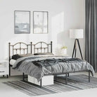 Robuust metalen bedframe met extra opbergruimte en tijdloos design - Zwart / 150 x 200 cm / met hoofdbord - Bedden &