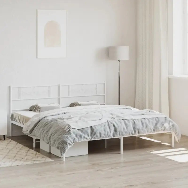 Robuust metalen bedframe met extra opbergruimte en tijdloos design - Wit / 180 x 200 cm / met hoofdbord - Bedden &