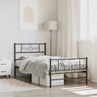 Robuust metalen bedframe met extra opbergruimte en tijdloos design - Zwart / 75 x 190 cm / met hoofdbord & voetbord