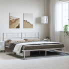 Robuust metalen bedframe met extra opbergruimte en tijdloos design - Wit / 193 x 203 cm / met hoofdbord - Bedden &