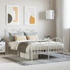 Robuust metalen bedframe met extra opbergruimte en tijdloos design - Wit / 120 x 200 cm / met hoofdbord & voetbord
