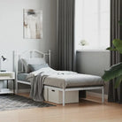 Robuust metalen bedframe met extra opbergruimte en tijdloos design - Wit / 90 x 200 cm / met hoofdbord - Bedden &