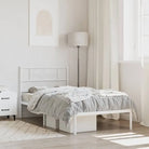 Robuust metalen bedframe met extra opbergruimte en tijdloos design - Wit / 80 x 200 cm / met hoofdbord - Bedden &