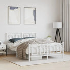 Robuust metalen bedframe met extra opbergruimte en tijdloos design - Wit / 140 x 200 cm / met hoofdbord & voetbord