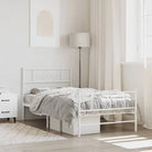 Robuust metalen bedframe met extra opbergruimte en tijdloos design - Wit / 90 x 190 cm / met hoofdbord & voetbord