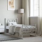 Robuust metalen bedframe met extra opbergruimte en tijdloos design - Wit / 75 x 190 cm / met hoofdbord & voetbord
