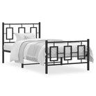 Robuust metalen bedframe met extra opbergruimte en tijdloos design - Zwart / 90 x 190 cm / met hoofdbord & voetbord