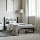 Robuust metalen bedframe met extra opbergruimte en tijdloos design - Zwart / 100 x 190 cm / met hoofdbord - Bedden &