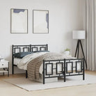 Robuust metalen bedframe met extra opbergruimte en tijdloos design - Zwart / 120 x 190 cm / met hoofdbord & voetbord