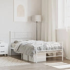 Robuust metalen bedframe met extra opbergruimte en tijdloos design - Wit / 107 x 203 cm / met hoofdbord & voetbord