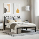 Robuust metalen bedframe met extra opbergruimte en tijdloos design - Zwart / 120 x 190 cm / met hoofdbord - Bedden &