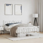 Robuust metalen bedframe met extra opbergruimte en tijdloos design - Wit / 135 x 190 cm / met hoofdbord & voetbord