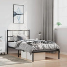 Robuust metalen bedframe met extra opbergruimte en tijdloos design - Zwart / 100 x 190 cm / met hoofdbord - Bedden &