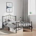 Robuust metalen bedframe met extra opbergruimte en tijdloos ontwerp - Zwart / 100 x 190 cm / met hoofdbord & voetbord