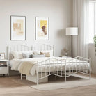 Robuust metalen bedframe met extra opbergruimte en tijdloos ontwerp - Wit / 180 x 200 cm / met hoofdbord & voetbord