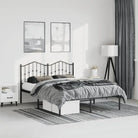 Robuust metalen bedframe met extra opbergruimte en tijdloos ontwerp - Zwart / 135 x 190 cm / met hoofdbord - Bedden &