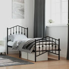 Robuust metalen bedframe met extra opbergruimte en tijdloos ontwerp - Zwart / 75 x 190 cm / met hoofdbord & voetbord