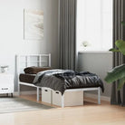 Robuust metalen bedframe met extra opbergruimte en tijdloos ontwerp - Wit / 80 x 200 cm / met hoofdbord - Bedden &