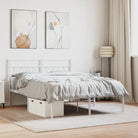 Robuust metalen bedframe met metalen latten en extra opbergruimte - Wit / 120 x 190 cm / met hoofdbord - Bedden &