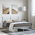 Robuust metalen bedframe met metalen latten en extra opbergruimte - Wit / 135 x 190 cm / met hoofdbord - Bedden &