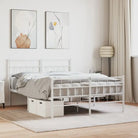 Robuust metalen bedframe met metalen latten en extra opbergruimte - Wit / 140 x 190 cm / met hoofdbord & voetbord