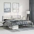Robuust metalen bedframe met metalen latten en extra opbergruimte - Zwart / 183 x 213 cm / met hoofdbord & voetbord