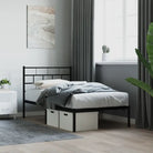 Robuust metalen bedframe met metalen latten en extra opbergruimte - Zwart / 75 x 190 cm / met hoofdbord - Bedden &