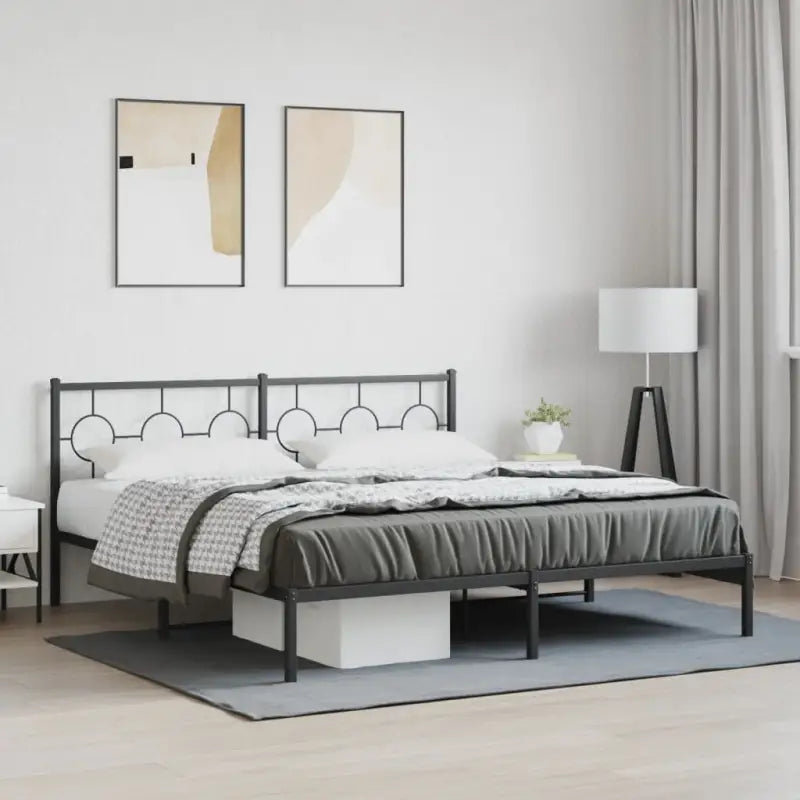 Robuust metalen bedframe met tijdloos design en extra opbergruimte - Zwart / 180 x 200 cm / met hoofdbord - Bedden &