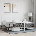 Robuust metalen bedframe met tijdloos design en extra opbergruimte - Wit / 160 x 200 cm / met hoofdbord & voetbord