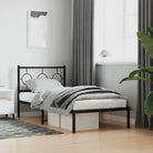 Robuust metalen bedframe met tijdloos design en extra opbergruimte - Zwart / 90 x 190 cm / met hoofdbord - Bedden &