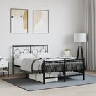 Robuust metalen bedframe met tijdloos design en extra opbergruimte - Zwart / 120 x 190 cm / met hoofdbord & voetbord
