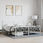 Robuust metalen bedframe met tijdloos design en extra opbergruimte - Wit / 180 x 200 cm / met hoofdbord & voetbord