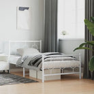 Robuust metalen bedframe met tijdloos design en extra opbergruimte - Wit / 100 x 190 cm / met hoofdbord & voetbord