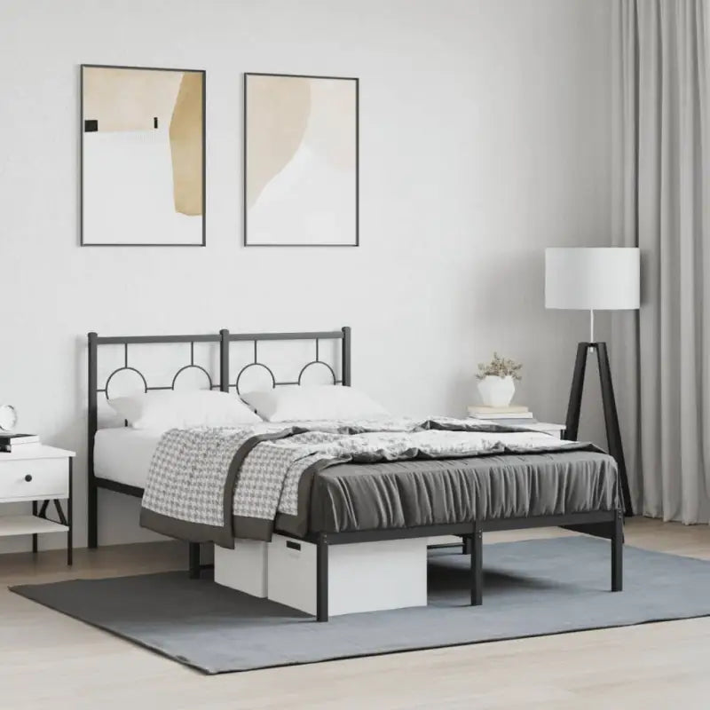 Robuust metalen bedframe met tijdloos design en extra opbergruimte - Zwart / 120 x 190 cm / met hoofdbord - Bedden &