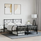 Robuust metalen bedframe met tijdloos design en extra opbergruimte - Zwart / 140 x 200 cm / met hoofdbord & voetbord