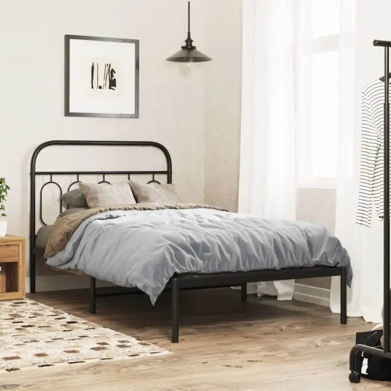 Robuust metalen latten bedframe met elegant design en extra opbergruimte - Zwart / 100 x 190 cm / met hoofdbord