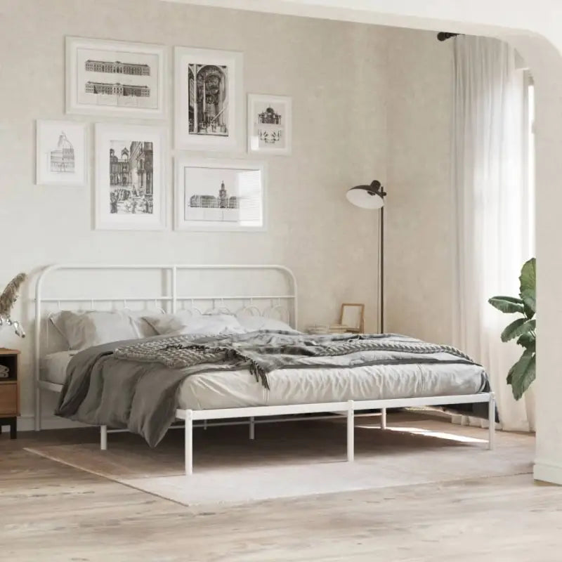 Robuust metalen latten bedframe met elegant design en extra opbergruimte - Wit / 180 x 200 cm / met hoofdbord - Bedden