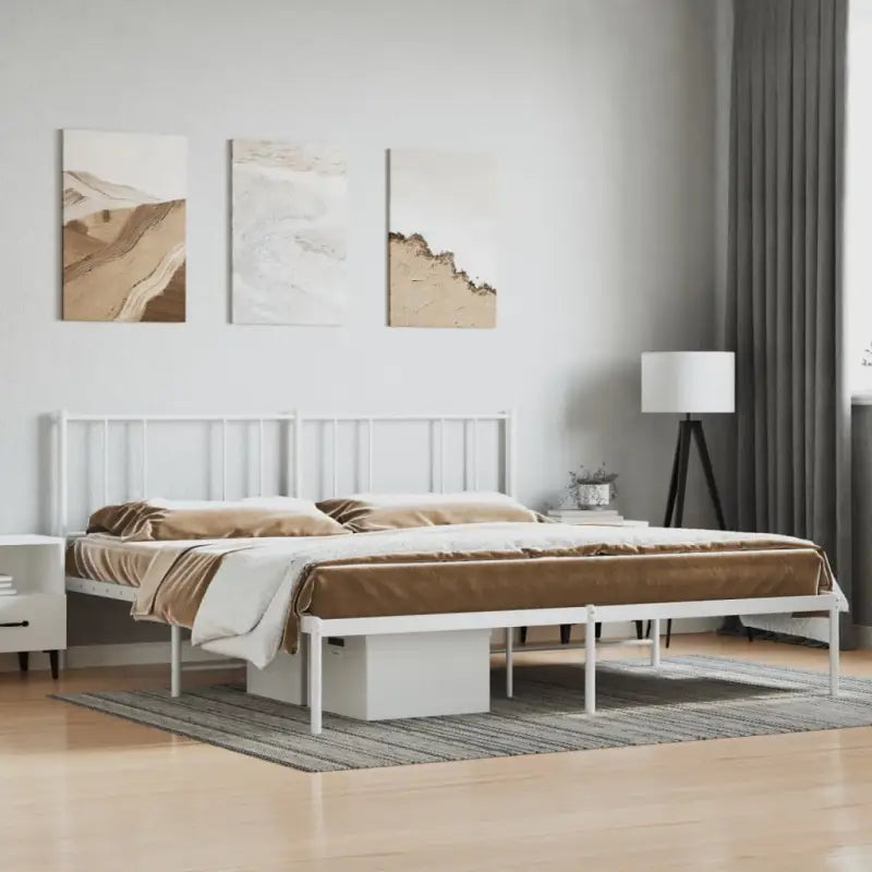 Robuust metalen latten bedframe met elegant ontwerp en extra opbergruimte - Wit / 180 x 200 cm / met hoofdbord - Bedden