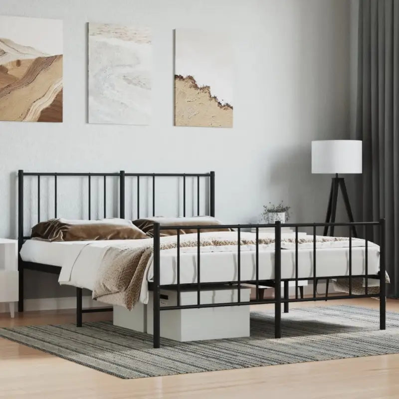 Robuust metalen latten bedframe met elegant ontwerp en extra opbergruimte - Zwart / 120 x 190 cm / met hoofdbord &
