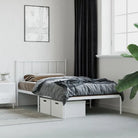 Robuust metalen latten bedframe met elegant ontwerp en extra opbergruimte - Wit / 90 x 190 cm / met hoofdbord - Bedden