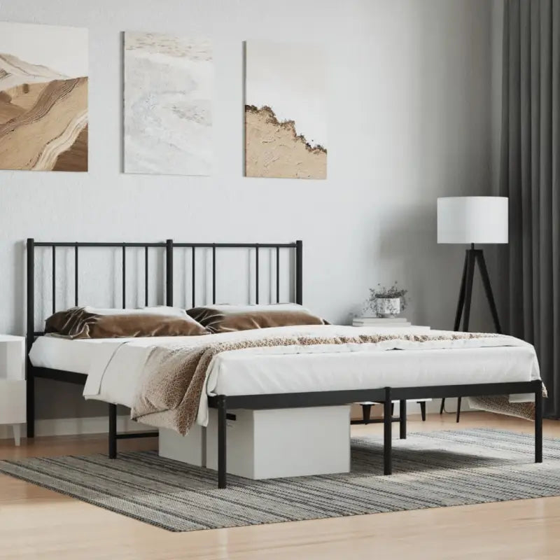 Robuust metalen latten bedframe met elegant ontwerp en extra opbergruimte - Zwart / 140 x 200 cm / met hoofdbord