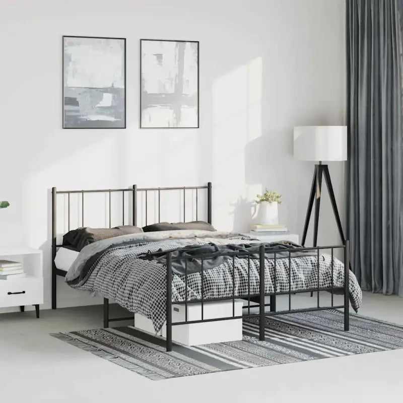 Robuust metalen latten bedframe met elegant ontwerp en extra opbergruimte - Zwart / 150 x 200 cm / met hoofdbord &