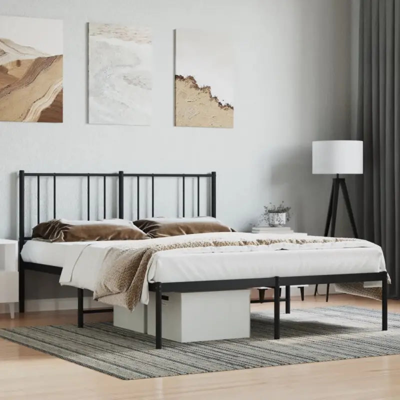 Robuust metalen latten bedframe met elegant ontwerp en extra opbergruimte - Zwart / 160 x 200 cm / met hoofdbord