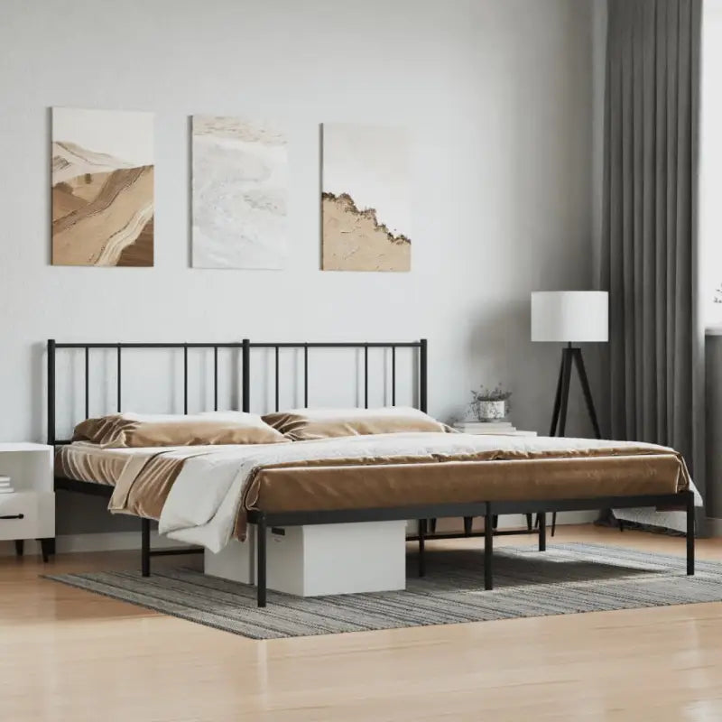 Robuust metalen latten bedframe met elegant ontwerp en extra opbergruimte - Zwart / 200 x 200 cm / met hoofdbord