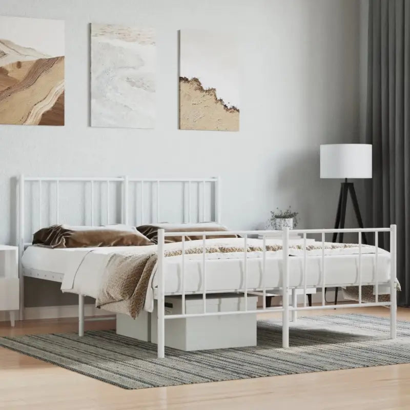 Robuust metalen latten bedframe met elegant ontwerp en extra opbergruimte - Wit / 120 x 190 cm / met hoofdbord &