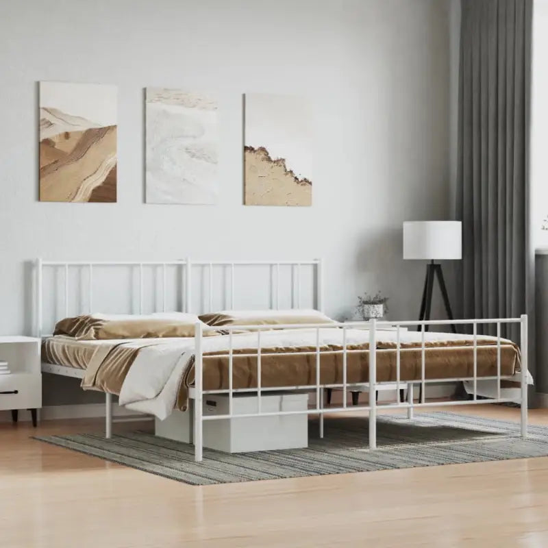 Robuust metalen latten bedframe met elegant ontwerp en extra opbergruimte - Wit / 200 x 200 cm / met hoofdbord &