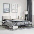 Robuust metalen latten bedframe met extra opbergruimte in klassiek design - Zwart / 183 x 213 cm / met hoofdbord