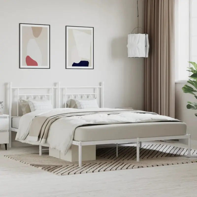 Robuust metalen latten bedframe met extra opbergruimte - Wit / 180 x 200 cm / met hoofdbord - Bedden & bedframes