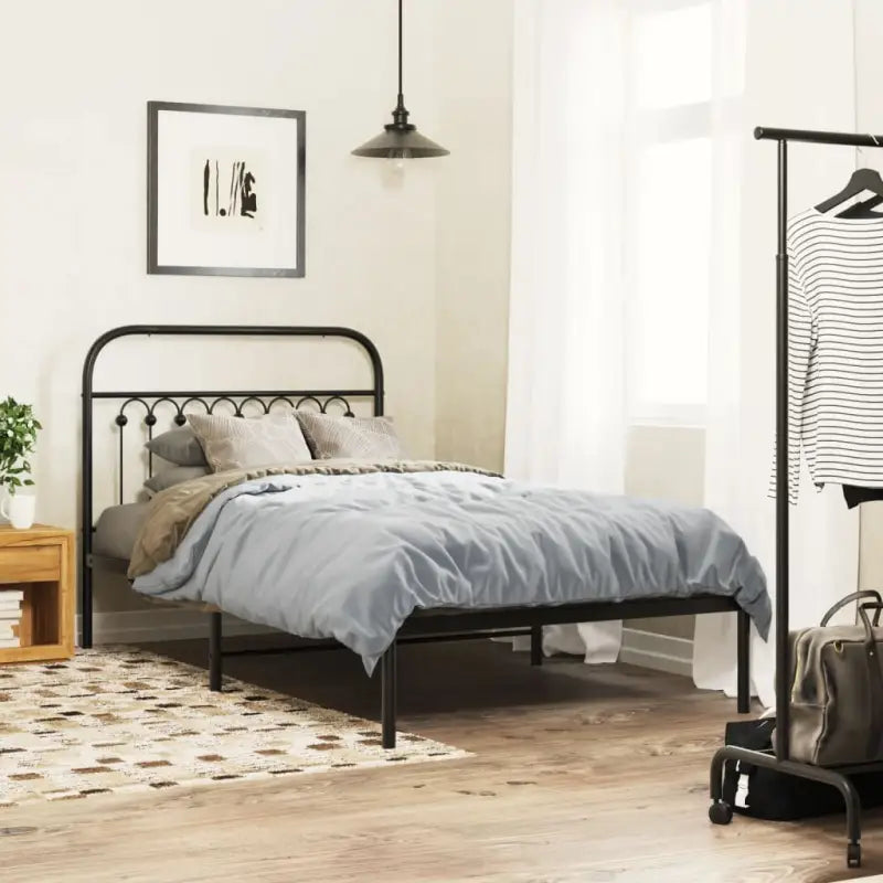 Robuust metalen latten bedframe met extra opbergruimte - Zwart / 100 x 200 cm / met hoofdbord - Bedden & bedframes