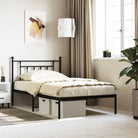 Robuust metalen latten bedframe met extra opbergruimte - Zwart / 107 x 203 cm / met hoofdbord - Bedden & bedframes